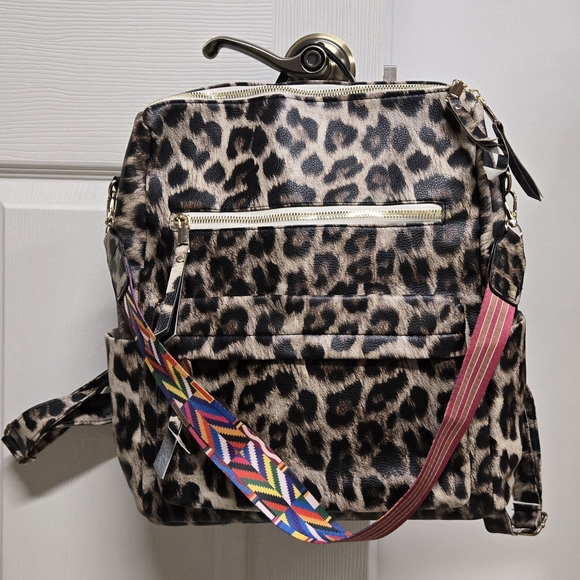 SHEIN Handbags - SHEIN Leopard Print Backpack with Colorful Removable Strap